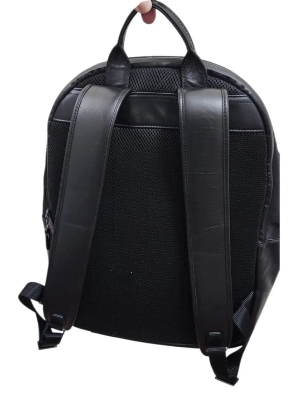 ISM Backpack Black Nylon Leather Trim Laptop Travel Commuter Minimalist Unisex